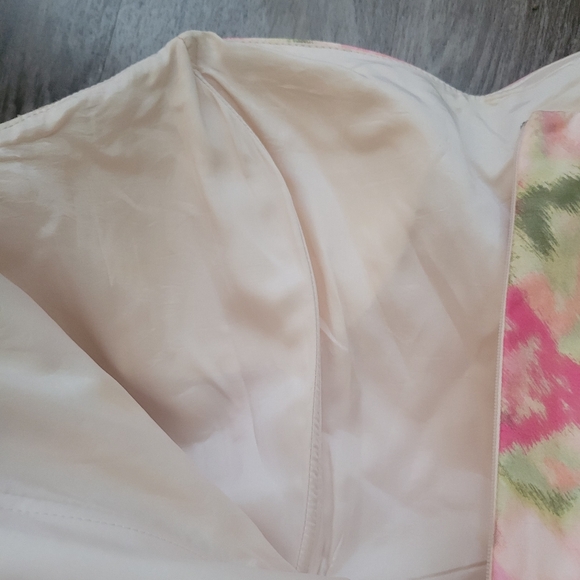 The Limited Event Strapless Pink Watercolor Floral Belted Mini Dress Tea Party 8 - Picture 6 of 8